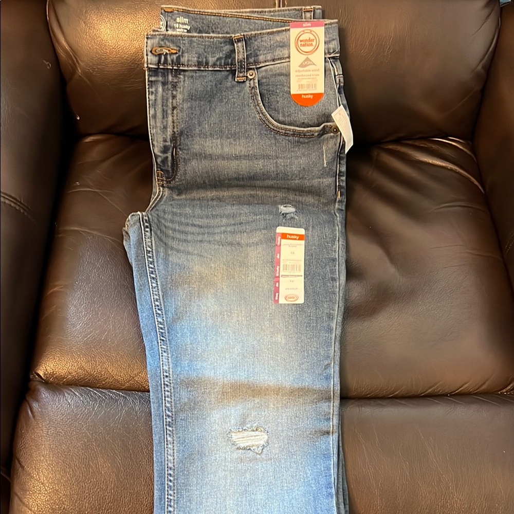 Wonder Nation Blue Skinny Jeans Distressed Casual